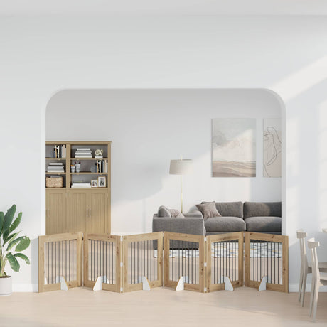 Vidaxl opvouwbaar hondenhek met standaards 6 st artisanaal eiken