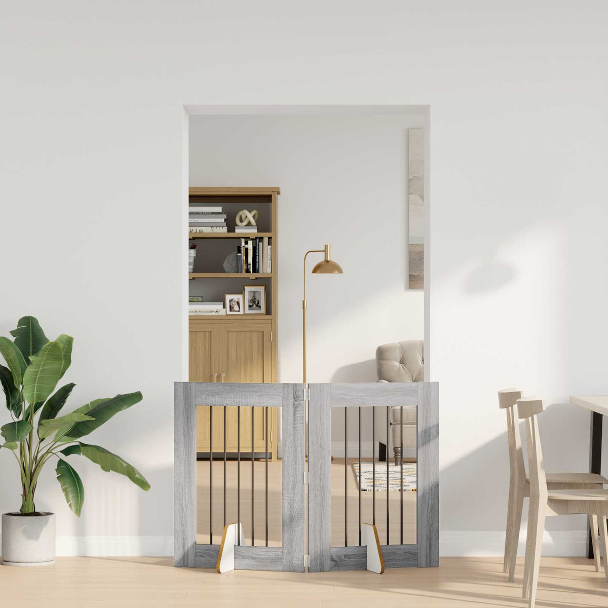 Vidaxl opvouwbaar hondenhek met standaards 2 st grijs sonoma 120,5 cm