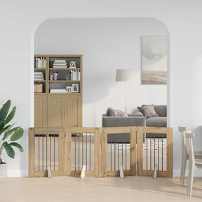 Vidaxl opvouwbaar hondenhek met standaards 4 st artisanaal eiken