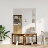 Vidaxl opvouwbaar hondenhek met standaards 2 st gerookt eiken 200,5 cm