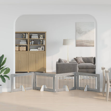 Vidaxl opvouwbaar hondenhek met standaards 4 st grijs sonoma 401 cm