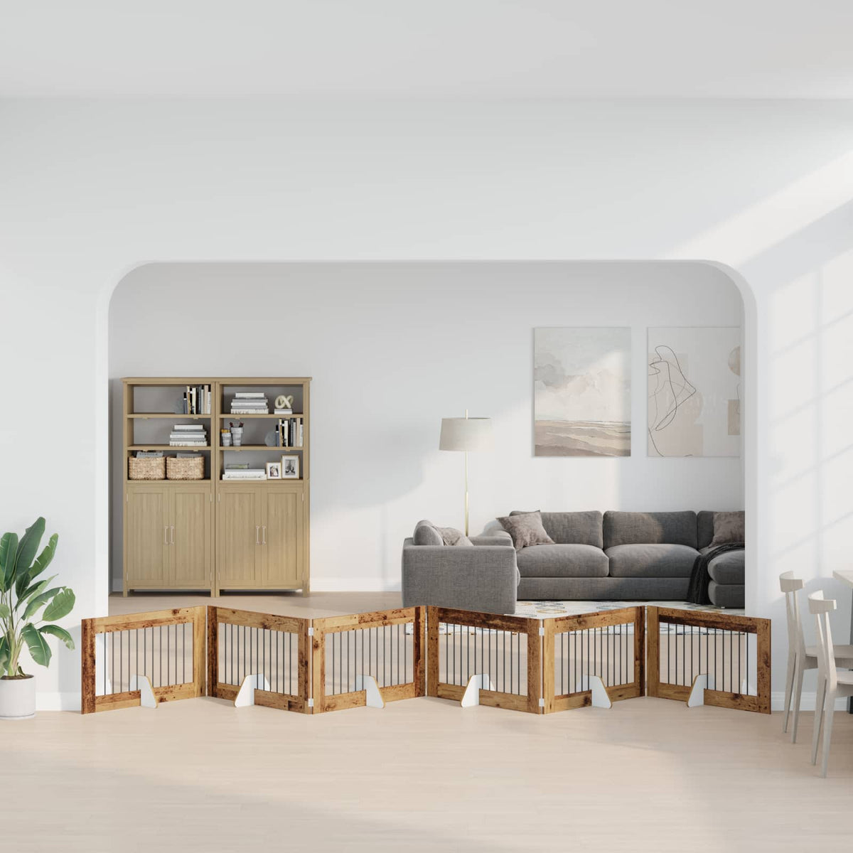 Vidaxl opvouwbaar hondenhek met standaards 6 st oud hout 602 cm