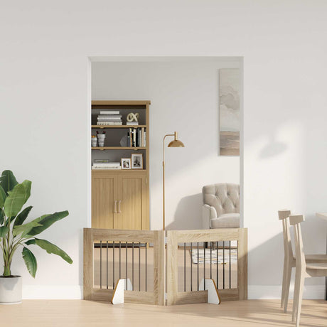 Vidaxl opvouwbaar hondenhek met standaards 2 st sonoma eiken 160,5 cm