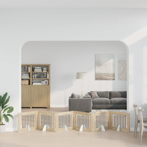 Vidaxl opvouwbaar hondenhek met standaards 6 st sonoma eiken 482 cm