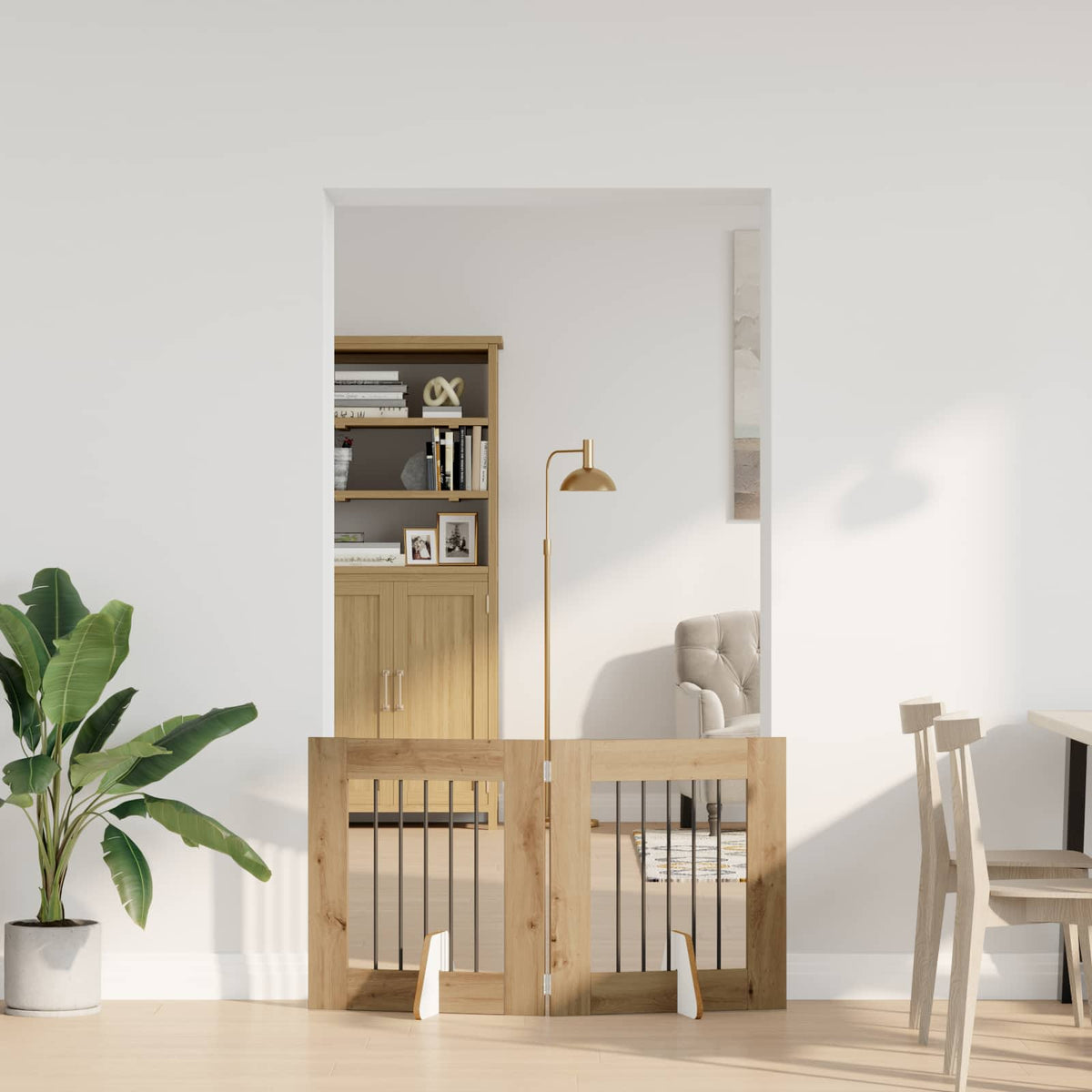 Vidaxl opvouwbaar hondenhek met standaards 2 st artisanaal eiken