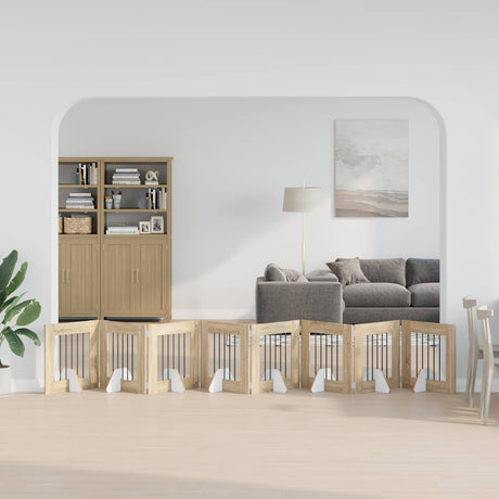 Vidaxl opvouwbaar hondenhek met standaards 8 st sonoma eiken 60 cm