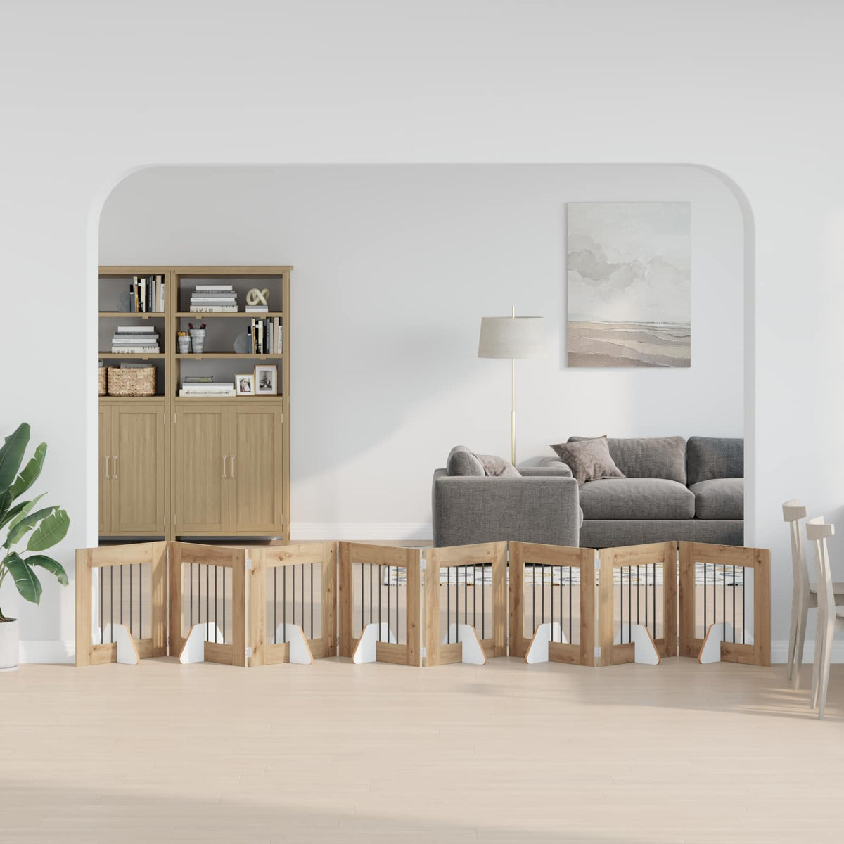 Vidaxl opvouwbaar hondenhek met standaards 8 st artisanaal eiken 60 cm