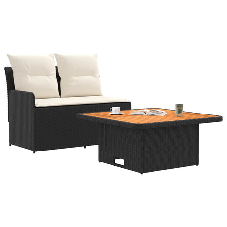 Vidaxl tuin armsteun sofa met opklaptafel 2 stuk zwart en crème