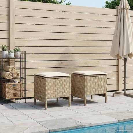 Vidaxl 2 st tuinvoetenbank pe rattan beige en crème