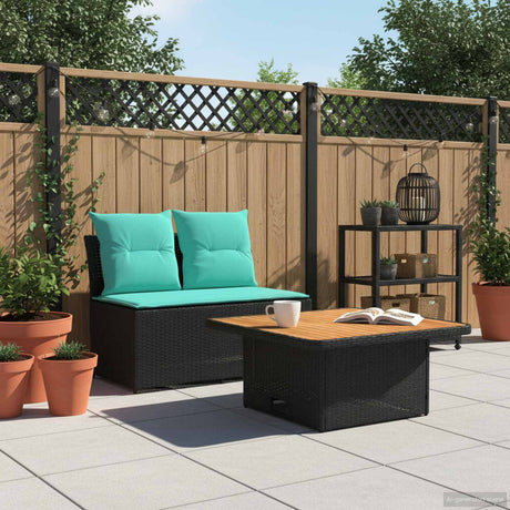 Vidaxl 2 stuk tuin middelste sofa met uitschuiftafel poly rattan