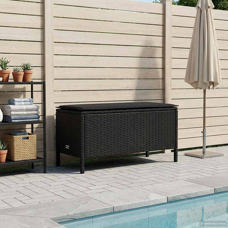 Vidaxl tuinvoetenbank met kussen zwart 80 x 38 x 45 cm pe rattan