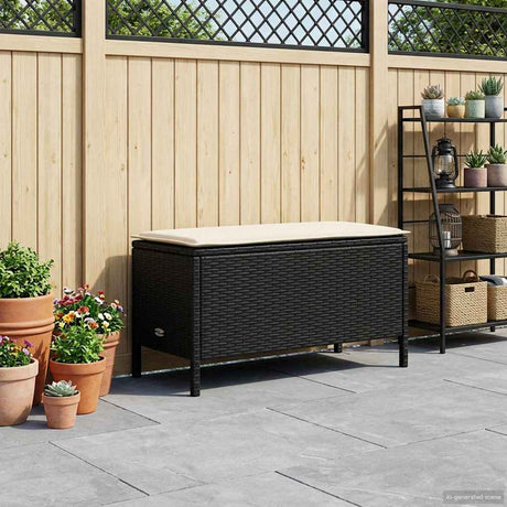 Vidaxl tuinvoetenbank zwart en crème 80 x 38 x 45 cm pe rattan