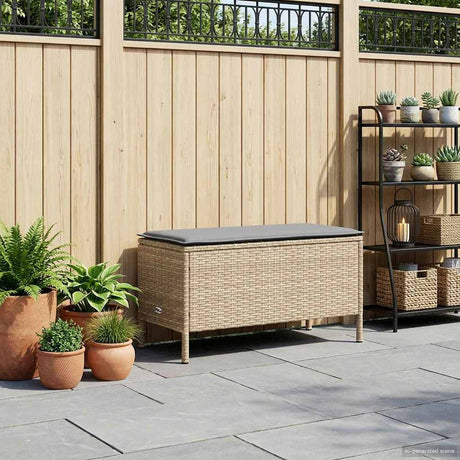 Vidaxl tuinvoetenbank beige en licht grijs 80 x 38 x 42 cm pe rattan