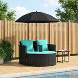 Vidaxl tuinbank 8 st poly rattan zwart en turquoise