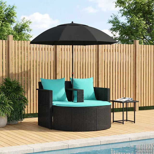 Vidaxl tuinbank 8 st poly rattan zwart en turquoise