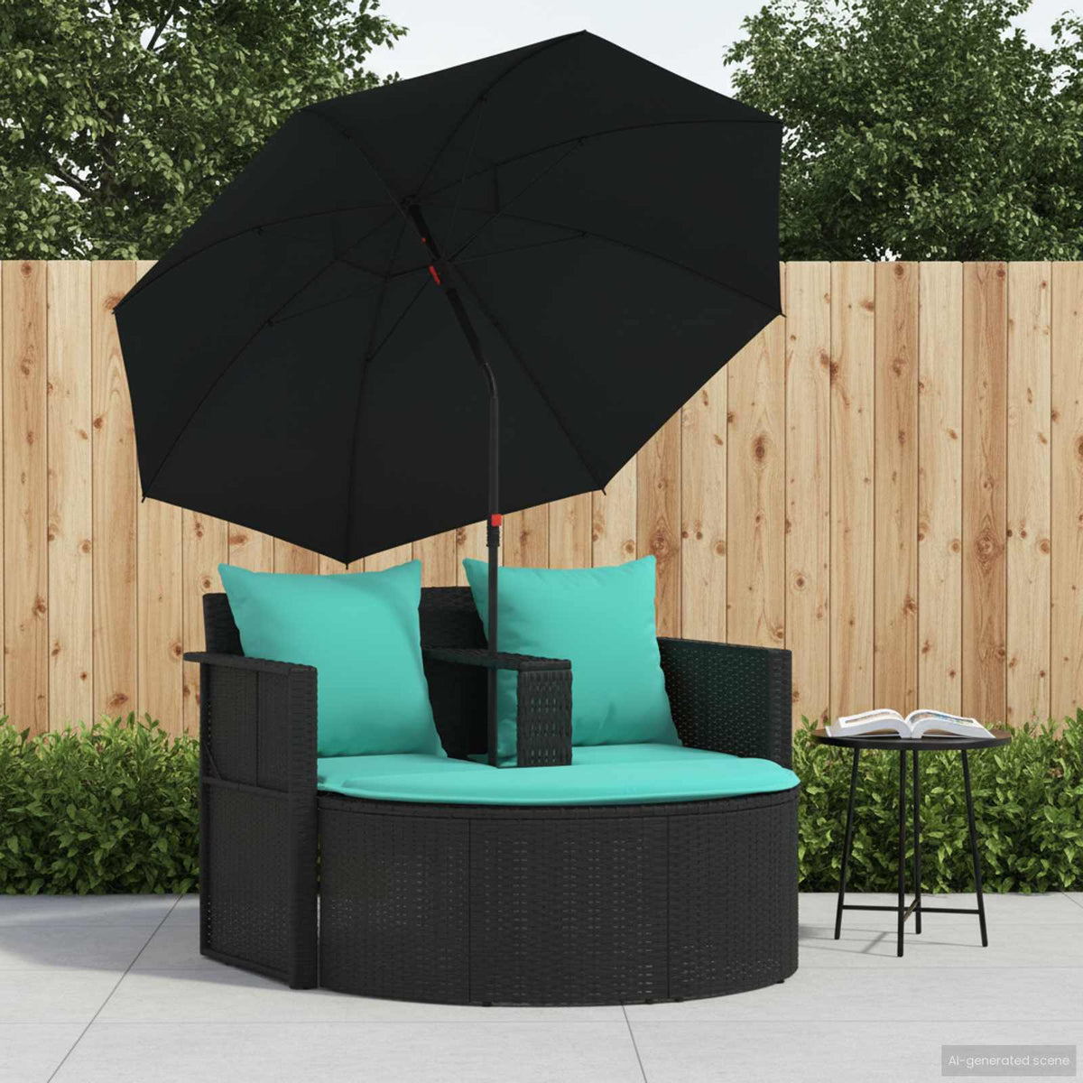 Vidaxl tuinbank 8 st poly rattan zwart en turquoise