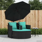 Vidaxl tuinbank 8 st poly rattan zwart en turquoise