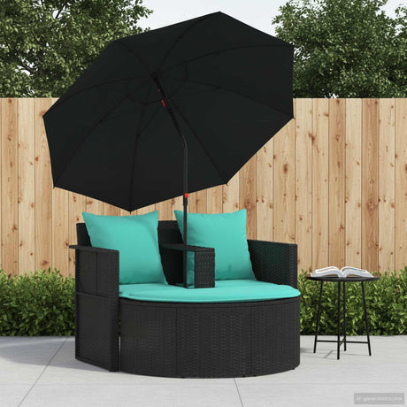 Vidaxl tuinbank 8 st poly rattan zwart en turquoise