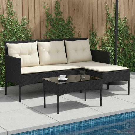 Vidaxl tuinbankenset 2 st zwart en crème poly rattan