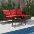 Vidaxl tuinbankenset 2 st bruin en rood poly rattan
