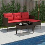 Vidaxl tuinbankenset 2 st bruin en rood poly rattan