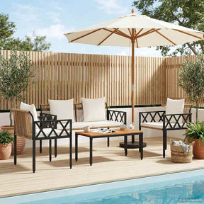 Vidaxl tuinmeubelset 4 st bruin en crème wit poly rattan