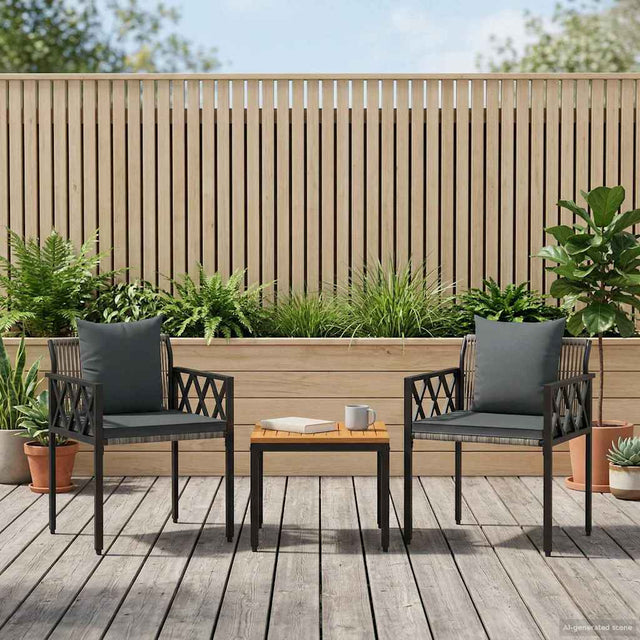 Vidaxl tuinmeubelset 3 st grijs en donkergrijs poly rattan