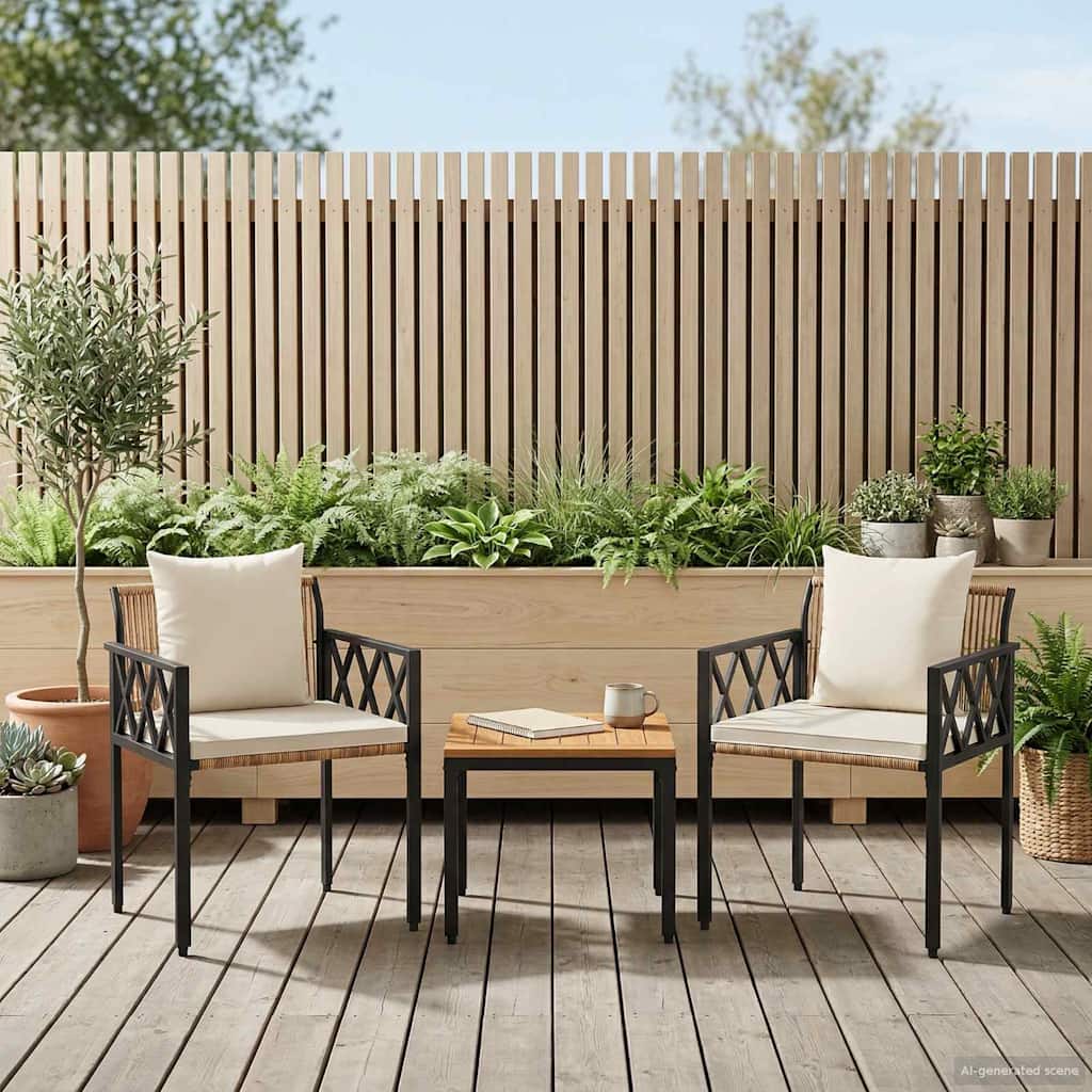 Vidaxl tuinmeubelset 3 st bruin en crème wit poly rattan