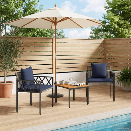 Vidaxl tuinmeubelset 3 st grijs en marineblauw poly rattan