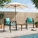 Vidaxl tuinmeubelset 3 st zwart en turquoise poly rattan