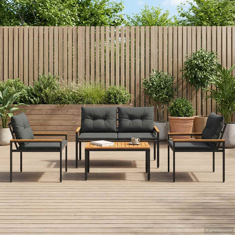 Vidaxl tuinmeubelset 4 st 4-zits donkergrijs poly rattan