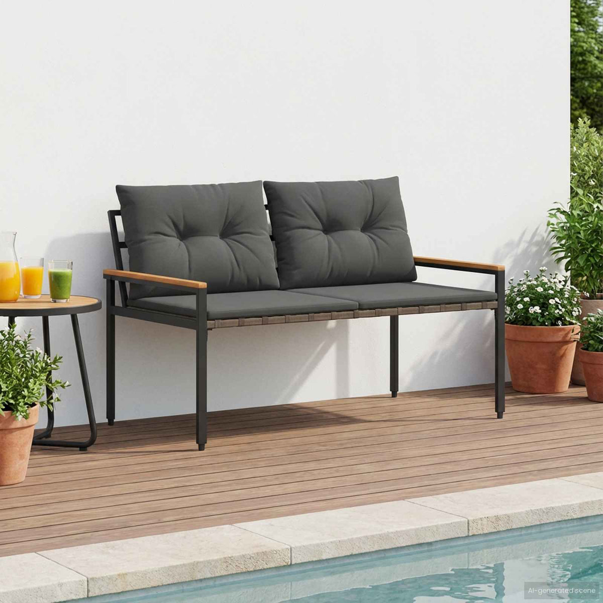 Vidaxl tuinbank 2 -seater 116 x 67,5 x 72 cm poly rattan donkergrijs