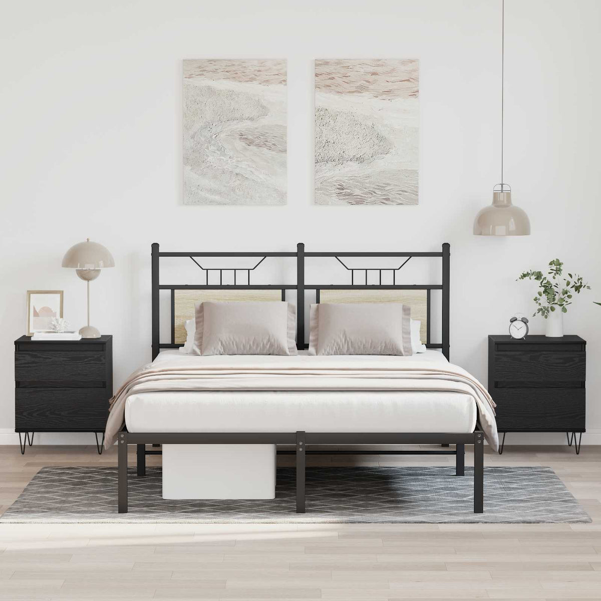 Vidaxl bed kast zwart eiken 40 x 35 x 50 cm bewerkt hout