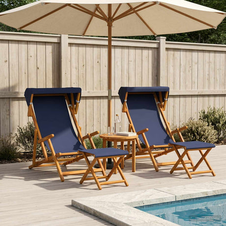 Vidaxl ligstoel 4 pcs 3 positie massief eucalyptushout blauw