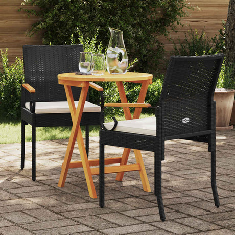Vidaxl tuinstoelen 2 st zwart en cream wit poly rattan en acacia