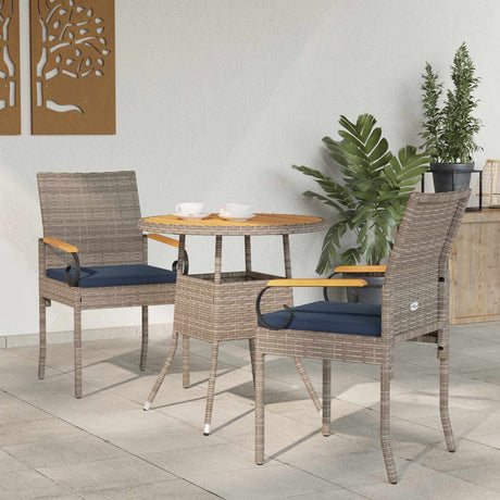 Vidaxl tuinstoelen 2 st grijs en marineblauw poly rattan en acacia