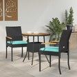 Vidaxl tuinstoelen 2 st zwart en turquoise poly rattan en acacia