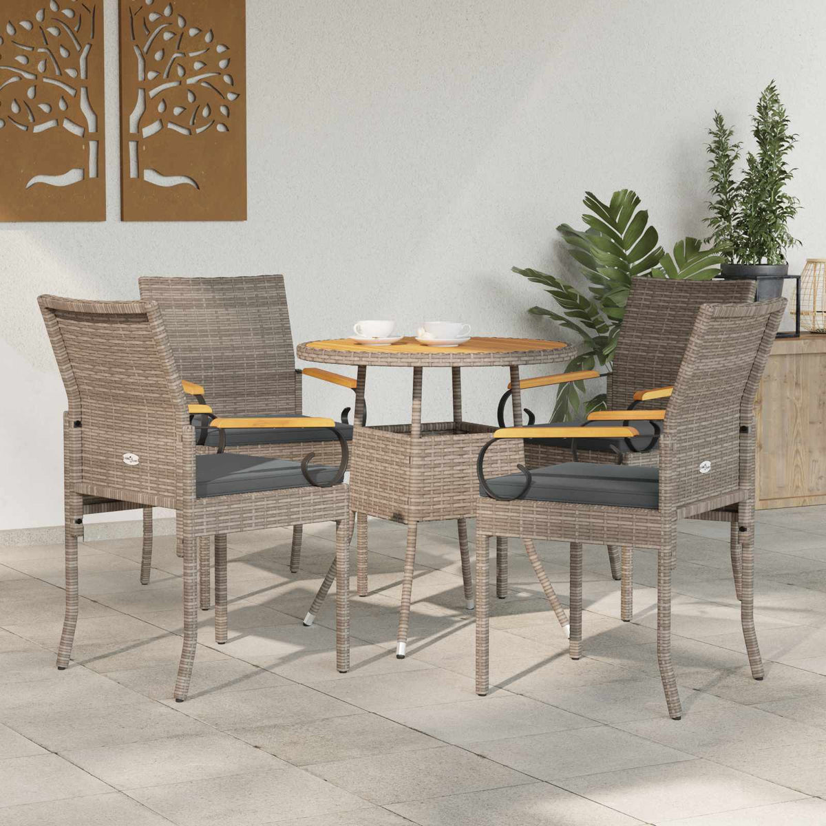 Vidaxl tuinstoelen 4 st grijs en donkergrijs poly rattan en acacia