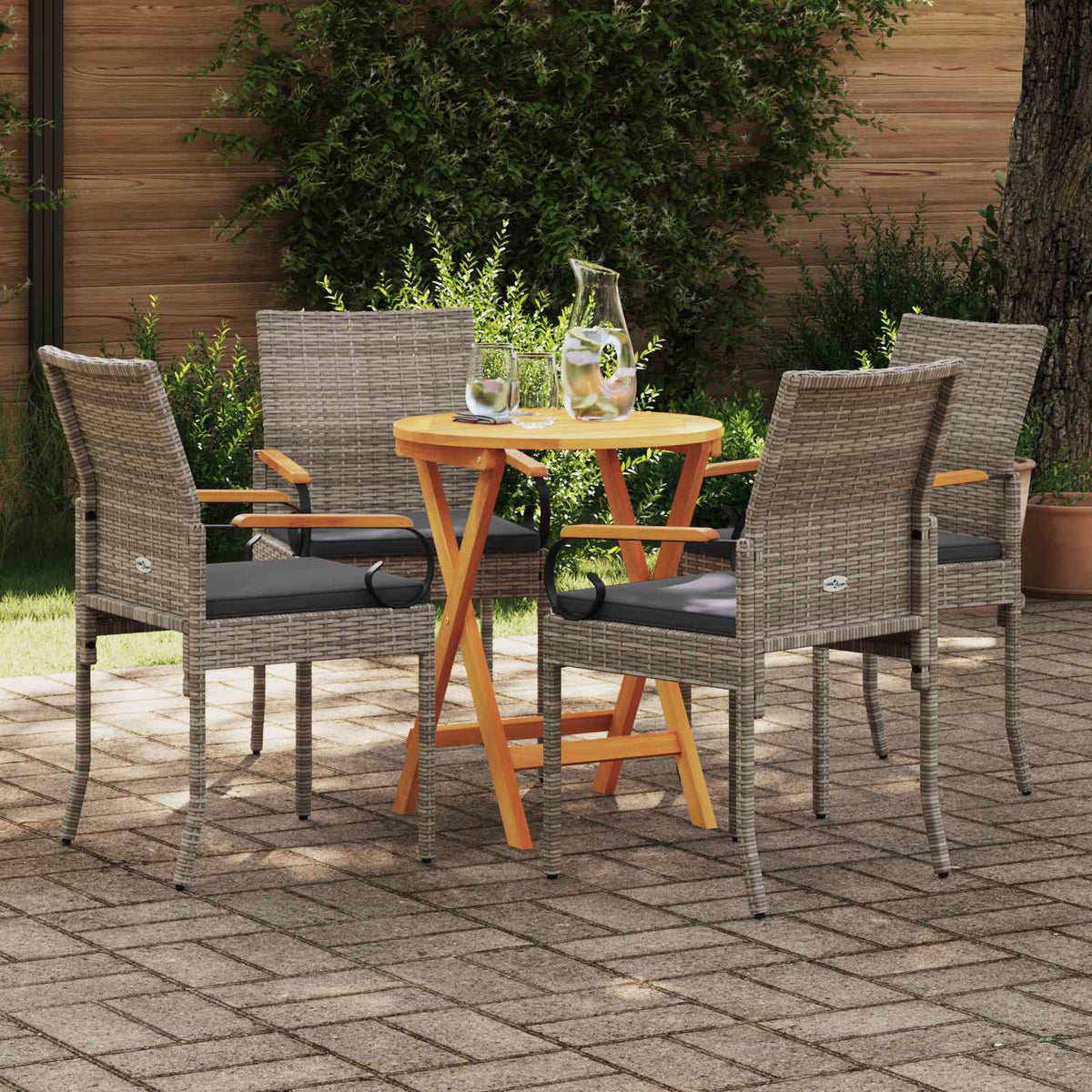 Vidaxl tuinstoelen 4 st grijs en donkergrijs poly rattan en acacia