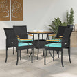 Vidaxl tuinstoelen 4 st zwart en turquoise poly rattan en acacia