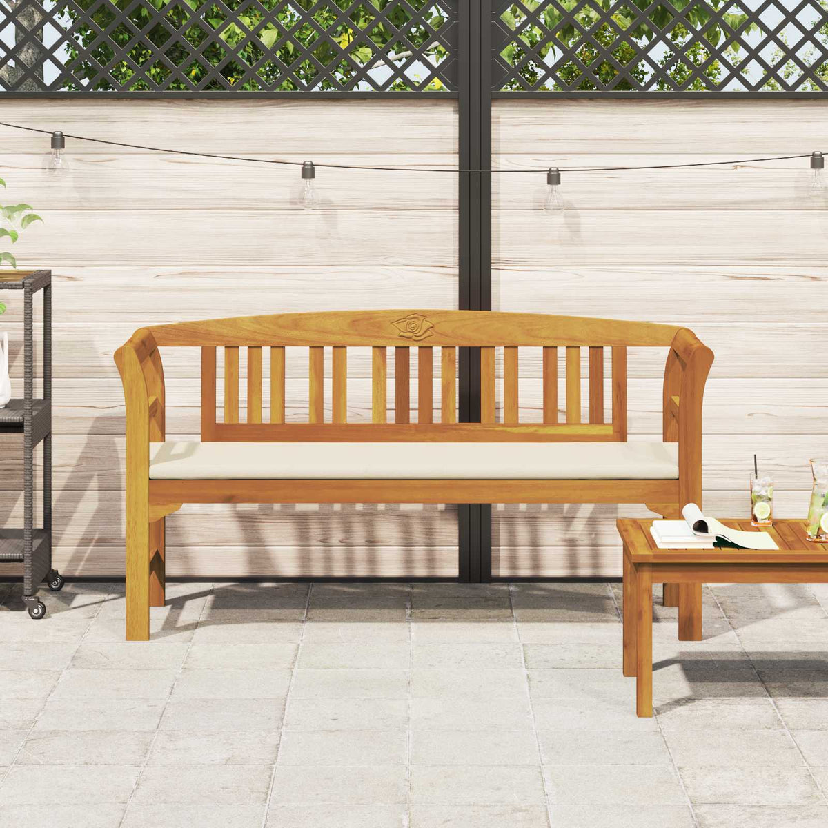 Vidaxl rozenbank 157 x 46 x 82,5 cm massief acaciahout crèmewit