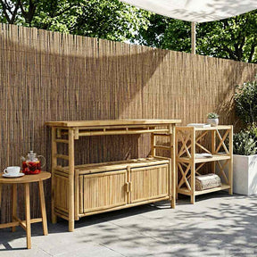 Vidaxl wandtafel met plank met opslag naturel 110 x 35 x 75 cm bamboe
