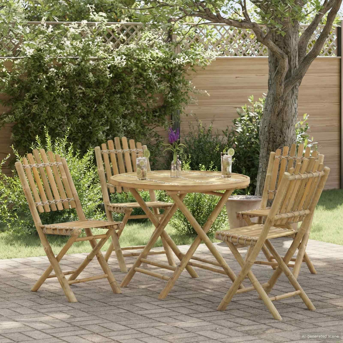 Vidaxl tuinstoel 4 st naturel bamboe
