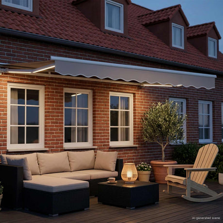 Vidaxl handmatige luifelhouder met led's wit 3 x 2 m aluminium