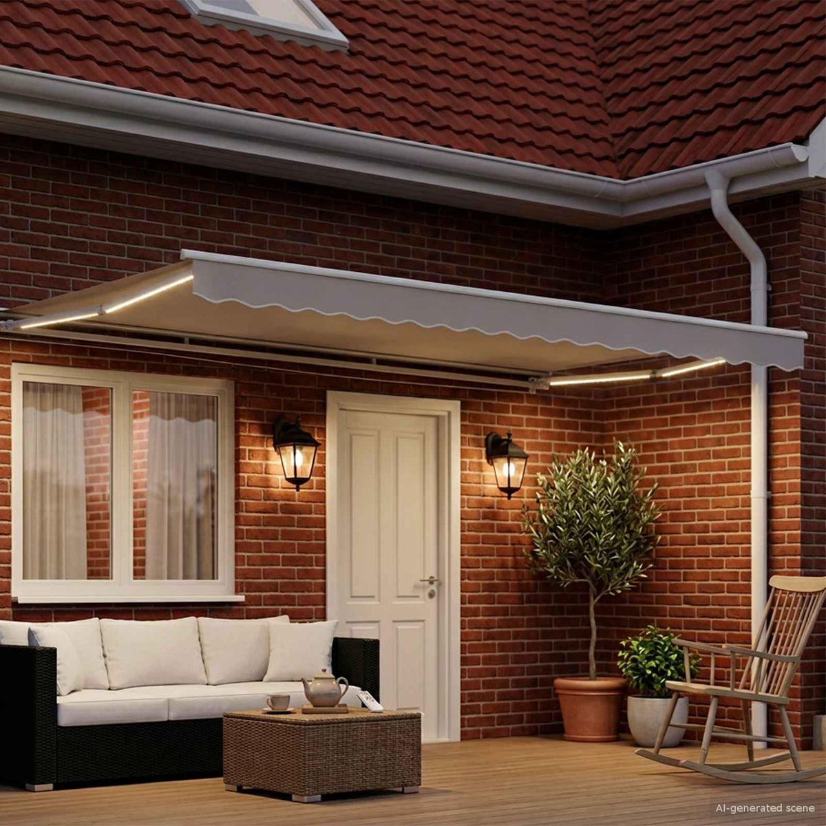 Vidaxl handmatige luifelhouder met led's wit 4 × 3 m aluminium