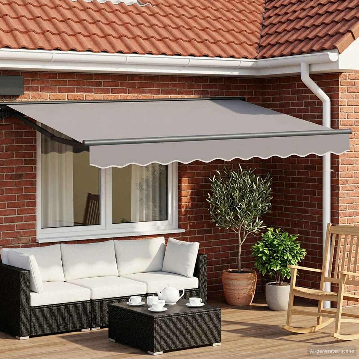 Vidaxl handmatige luifelhouder met led's antraciet 3,5 x 2,5 m