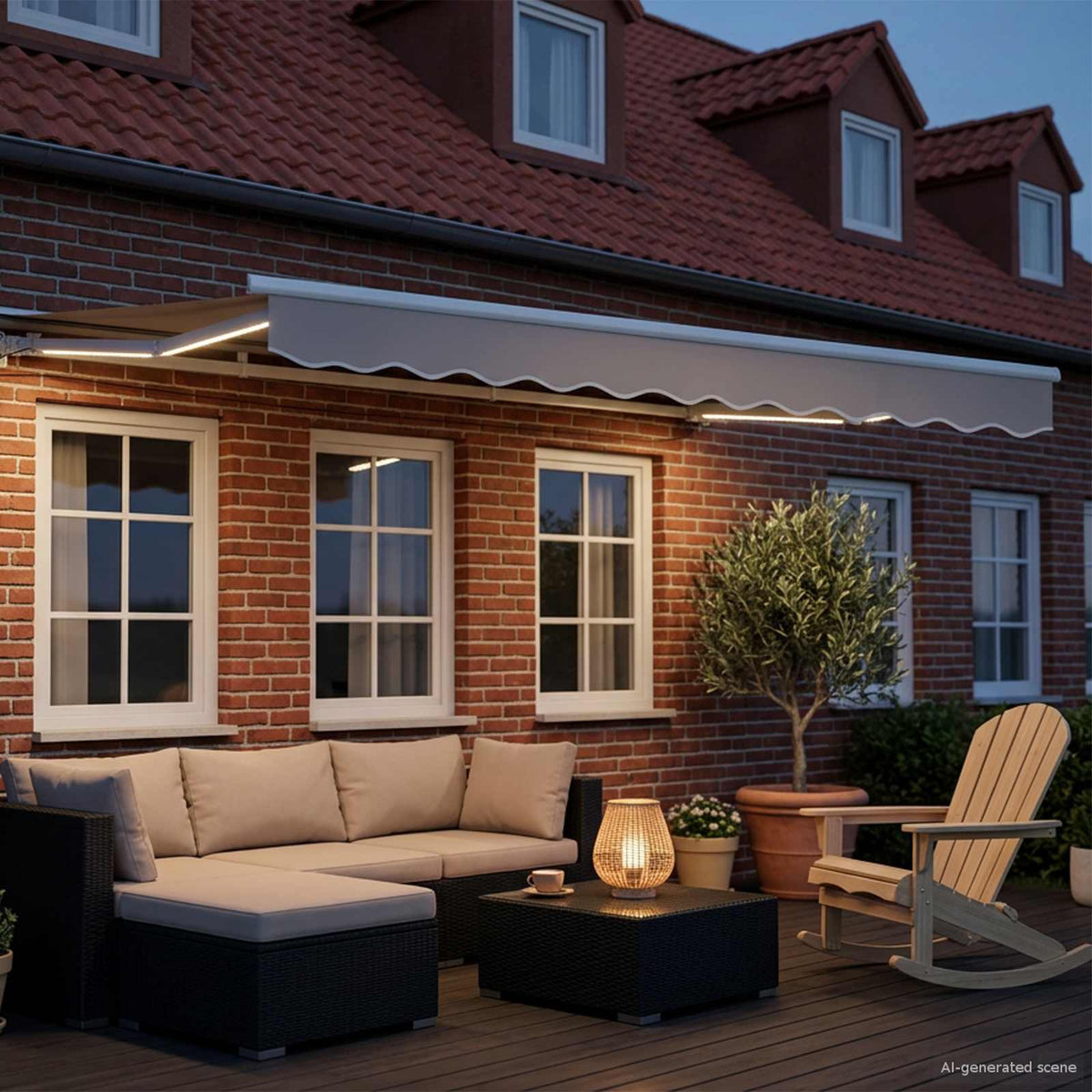 Vidaxl elektrisch zonnescherm frame met led's wit 3,5 x 2 m aluminium