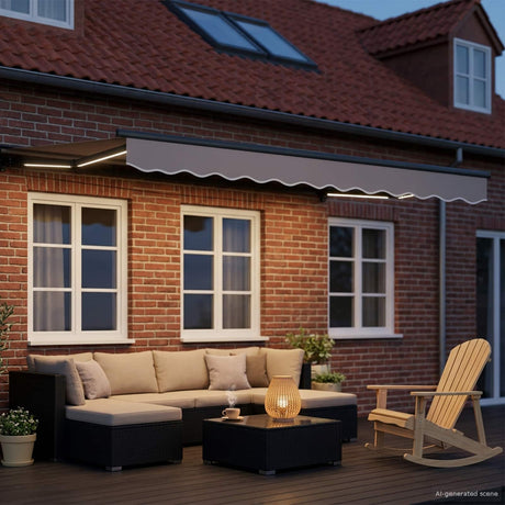 Vidaxl elektrisch zonnescherm frame met led's antraciet 3 x 2 m