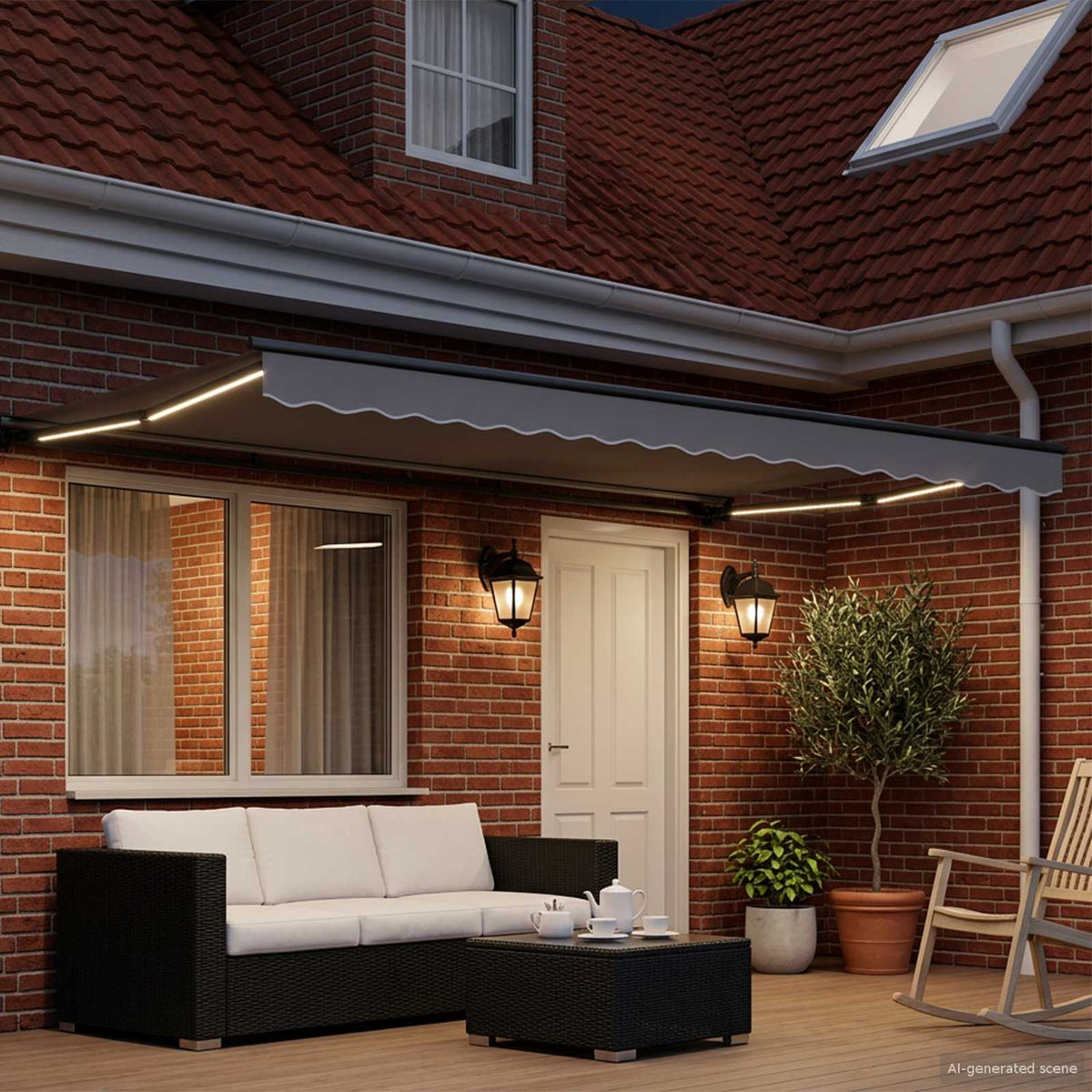 Vidaxl elektrisch zonnescherm frame met led's antraciet 4 x 2 m