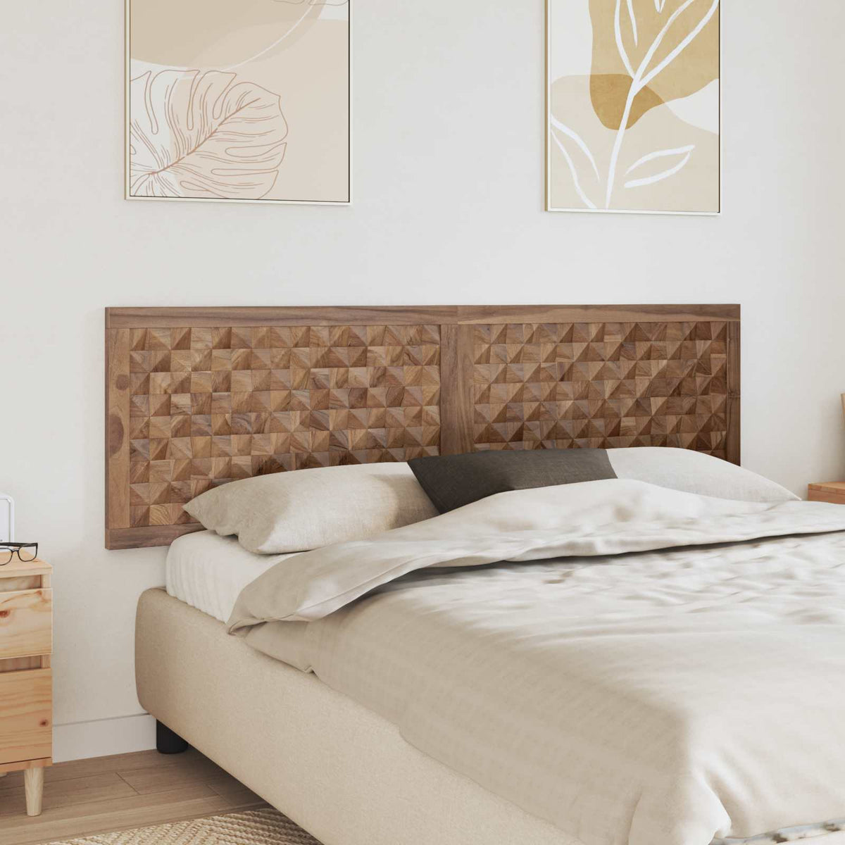 Vidaxl bed hoofdbord naturel massief teakhout